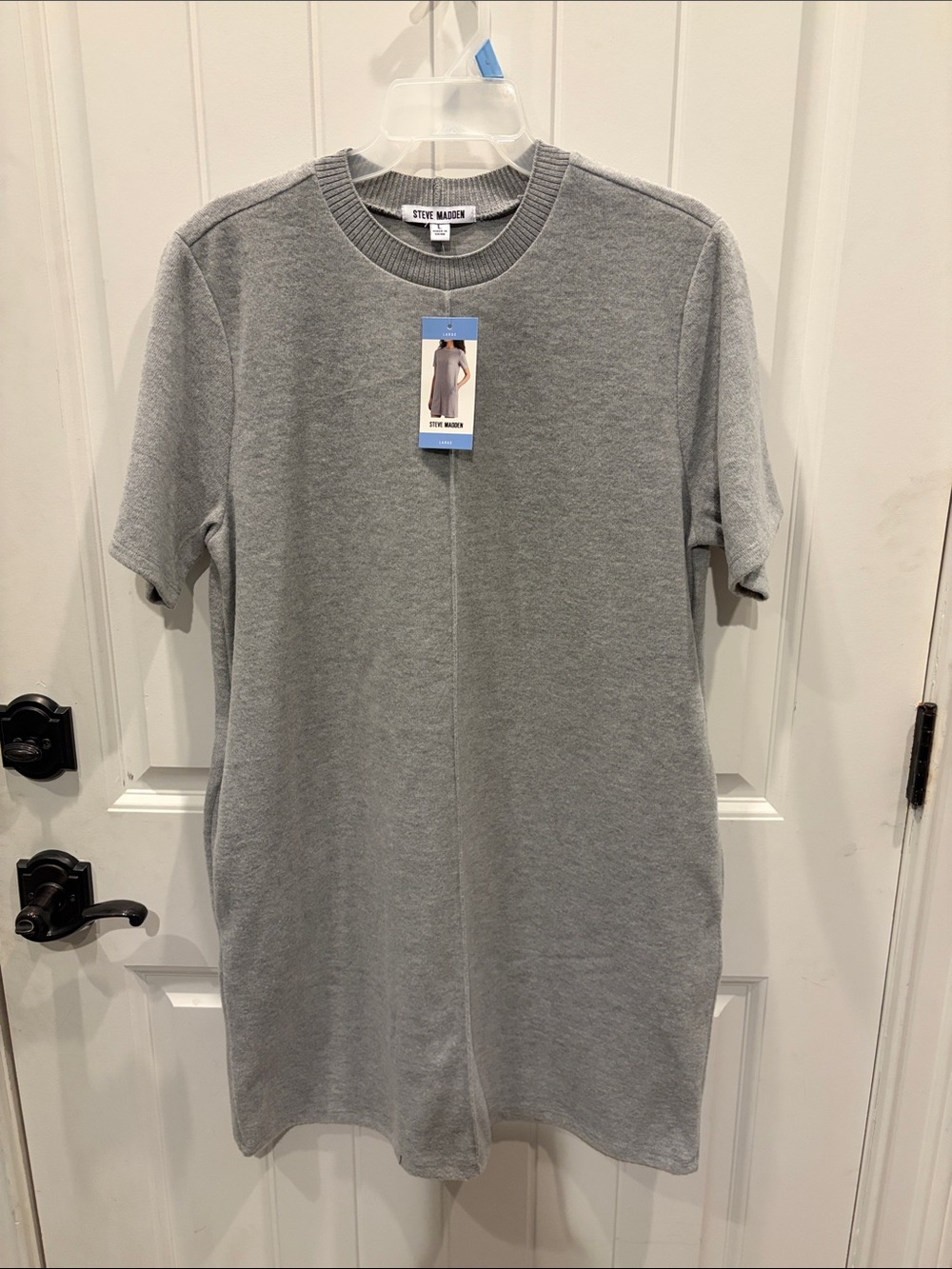 Steve Madden Gray Short-Sleeve Knit Shirt Dress